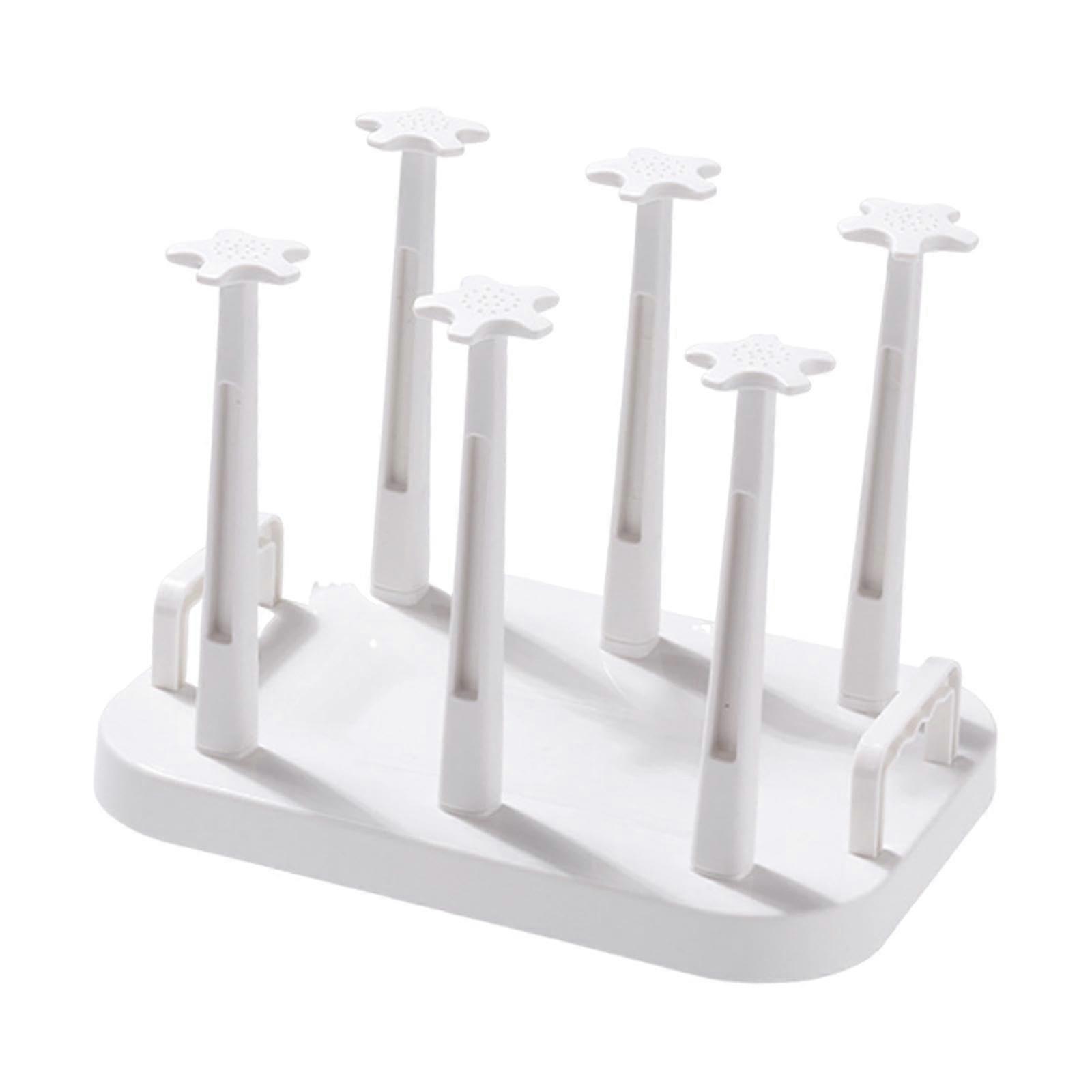 Cup Drying Rack for Kitchen, 6 Cup Countertop Mug Holder Stand with Fast Drying, White PP