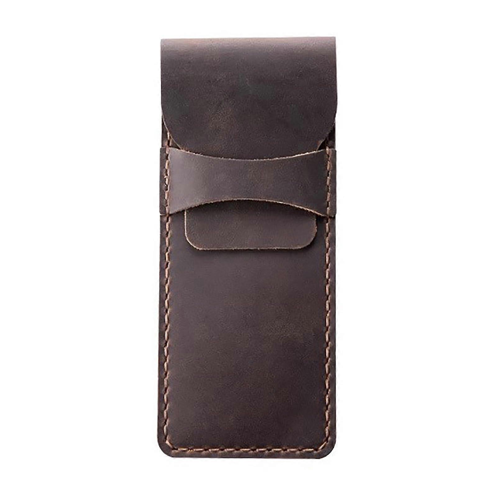 Leather Harmonica Case WaterResistant Large Capacity Storage Bag Coffee Color for Multiple Harmonicas