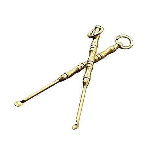 Brass Ear Wax Removal Tool Kit, 2 Piece Dual Ear Spoon Set with Protective Storage Box