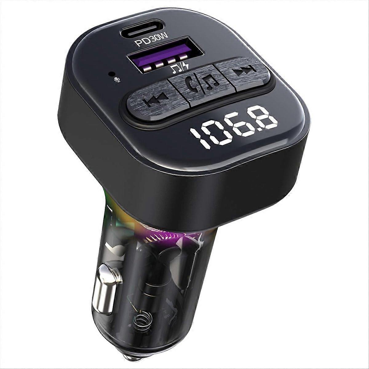Bluetooth 5.3 FM-sender for bil med Type-C PD-billader