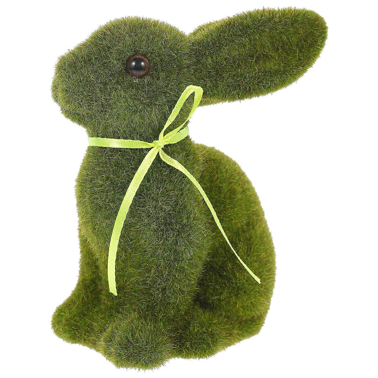 Flocking Bunny Crafts Easter Garden Statue Decorative Item
