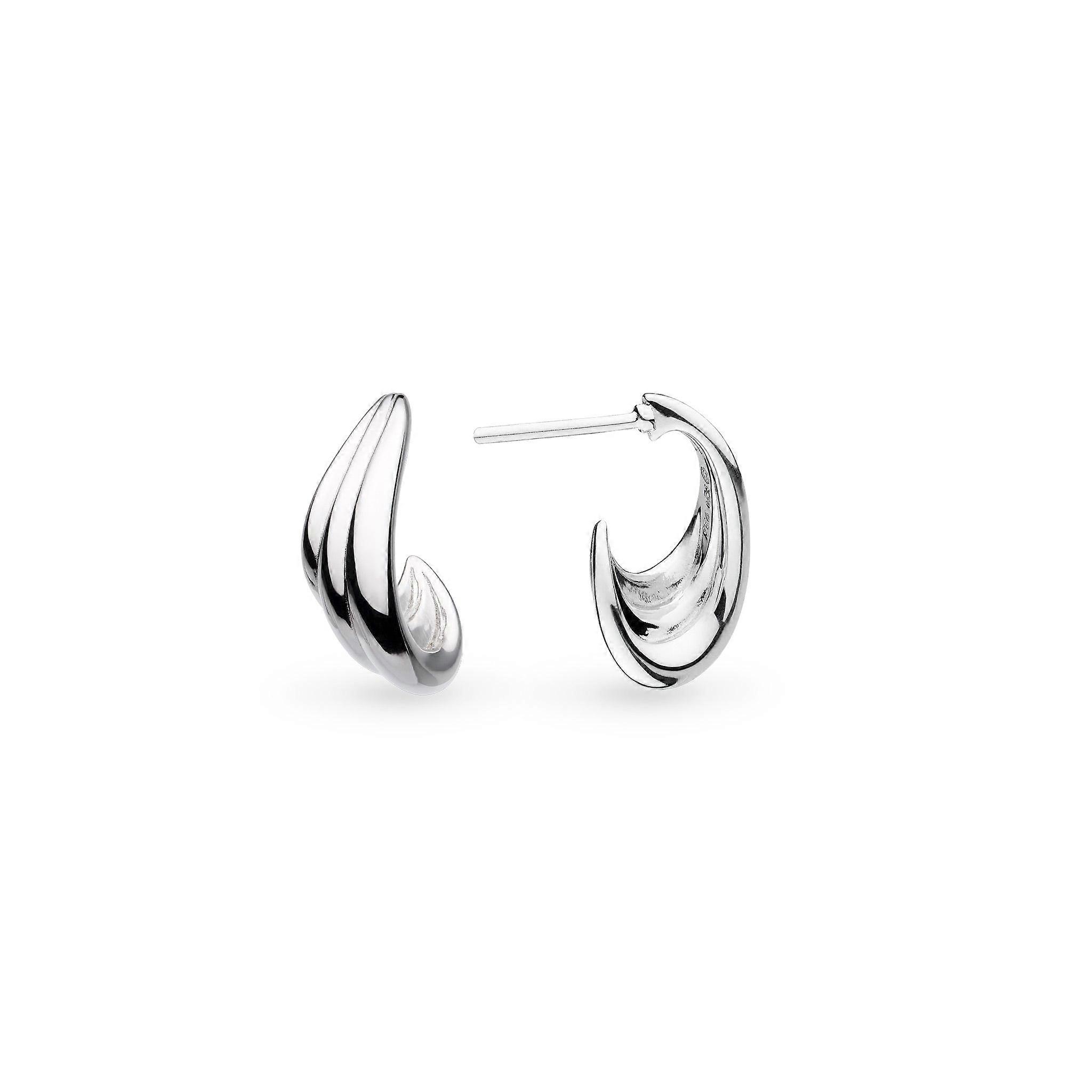 Kit Heath Océane Shell Wave Rhodium Plated Semi Hoop Stud