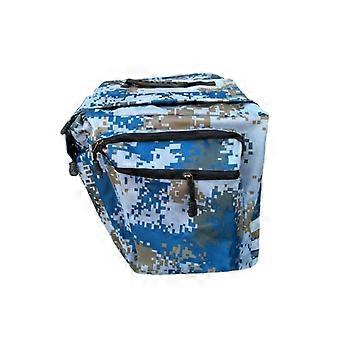 Vandtæt cykeltaske i camouflage-kvalitet med stort rum og sidelommer til bagagebærer