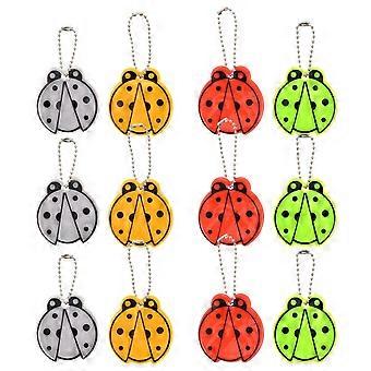 12pcs Ladybug Reflective Keychain Pendant Backpack Purse Key Ring Safety Reflector for Friends Bag Purse Backpack Decoration