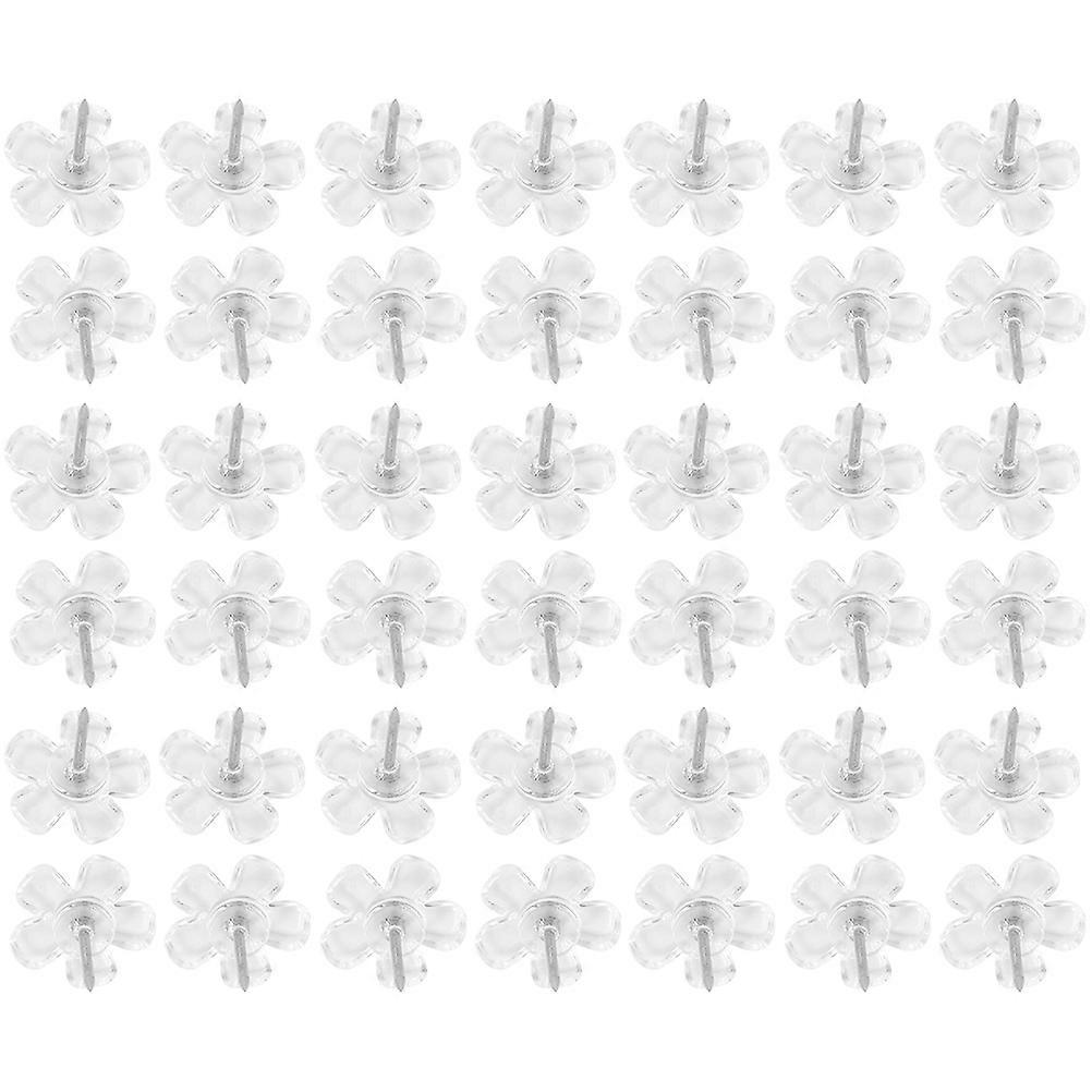 Transparent Push Pins Flower Thumbtacks for Daily Use 100Pcs Replaceable