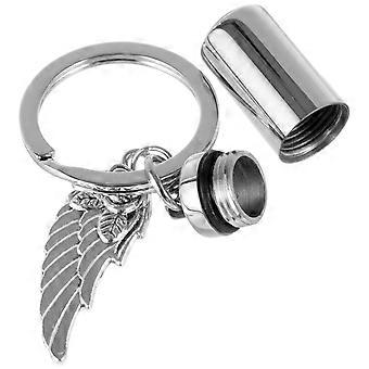 Silver Bone Ash Urn Key Chain for Pet Memorial with Durable Titanium Steel