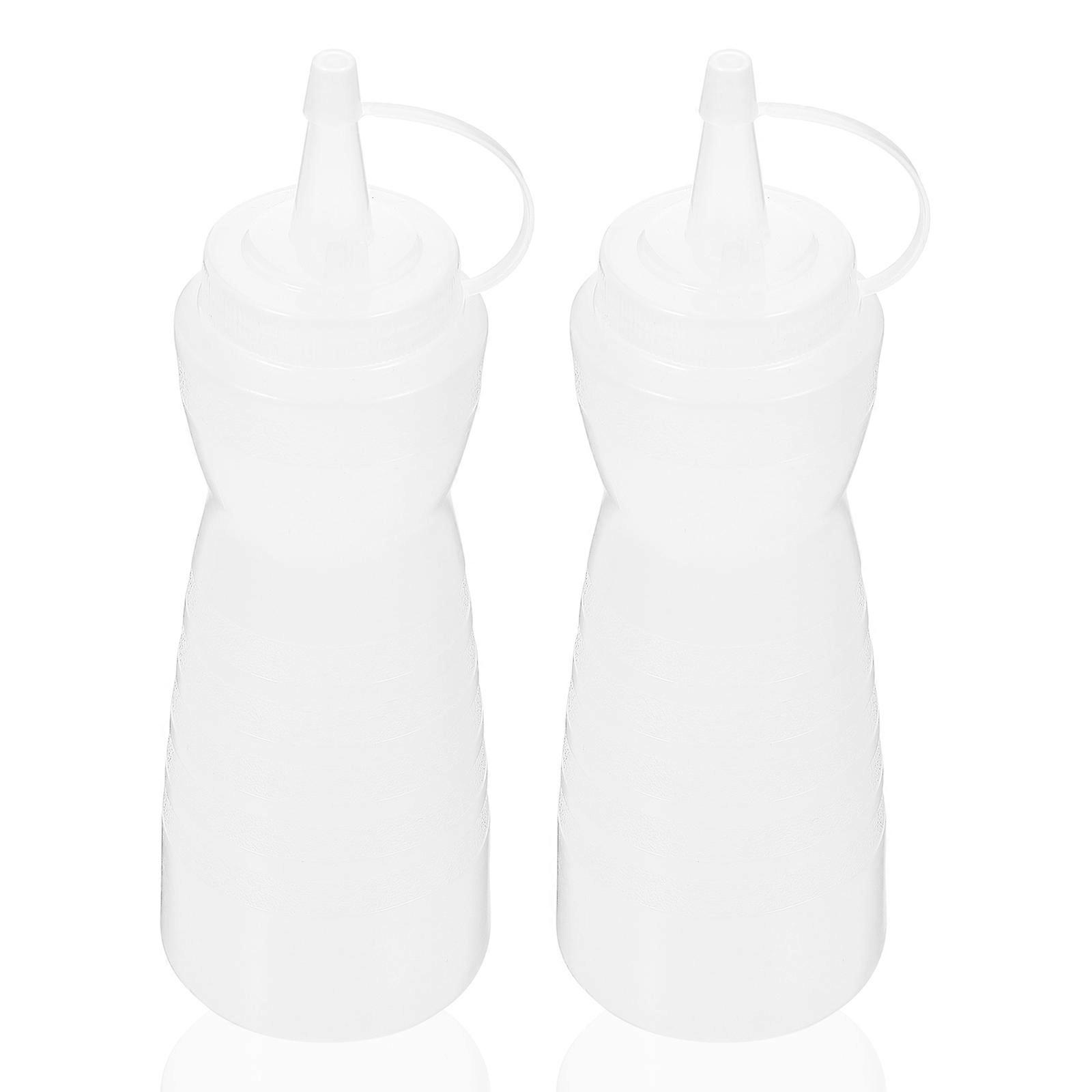 White Ketchup Squeeze Bottle Condiment Squeeze Container for Kitchen 2Pcs