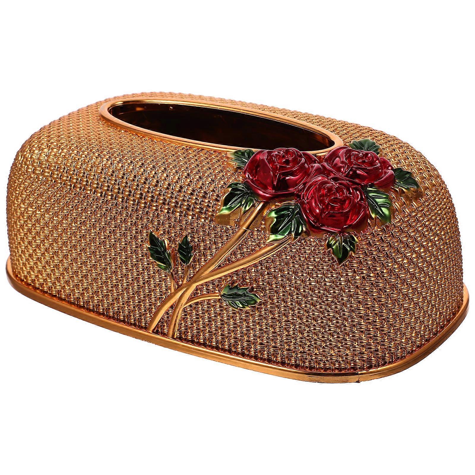 Rose Pattern Tissue Storage Box for Household Paper Organization