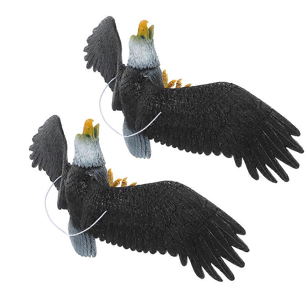 Black Simulated Eagle Decoration Plastic Eagle Figurine for Outdoor 2Pcs