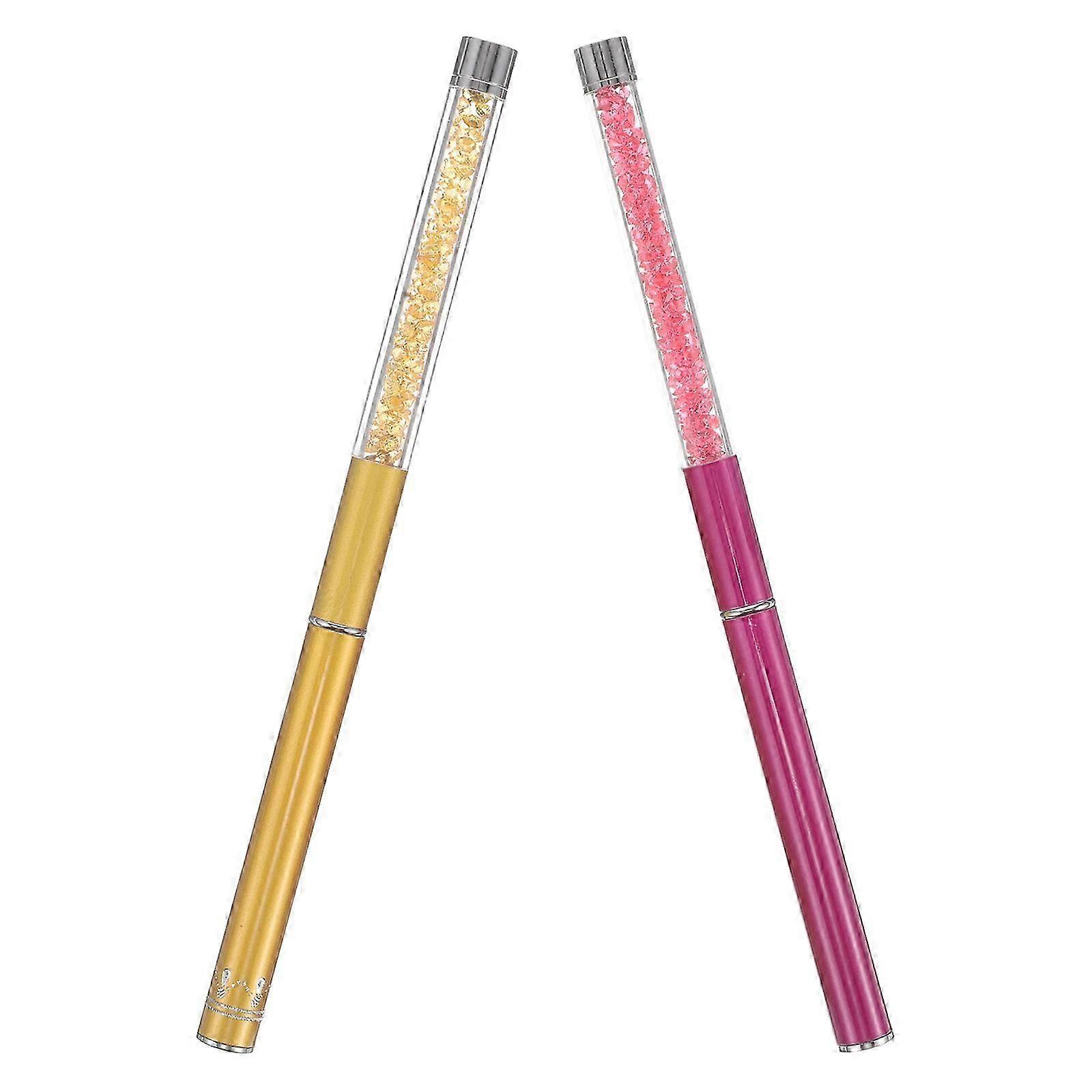 Rhinestone Handle Eyelash Brushes, Assorted Color, 2pcs