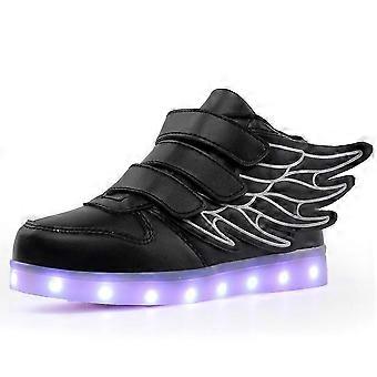 LED Light Up Hi-Top Shoes with Wing USB Rechargeable Flashing Sneakers for Toddlers Kids Boys Girls_mpn