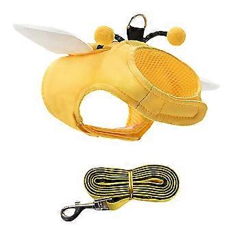 Dog Vest Harness and Leash for Pet Use with Mesh Material and Yellow Color 1Set