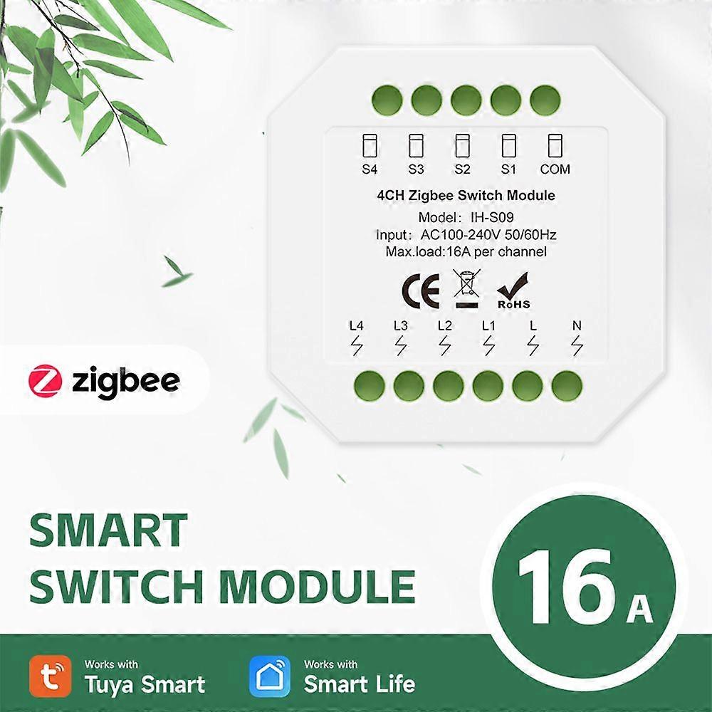 Compatible Zigbee smart circuit breakers, 1-4 switch modules, 16A single-channel load, remote Zigbee control via mobile app [1 channel]