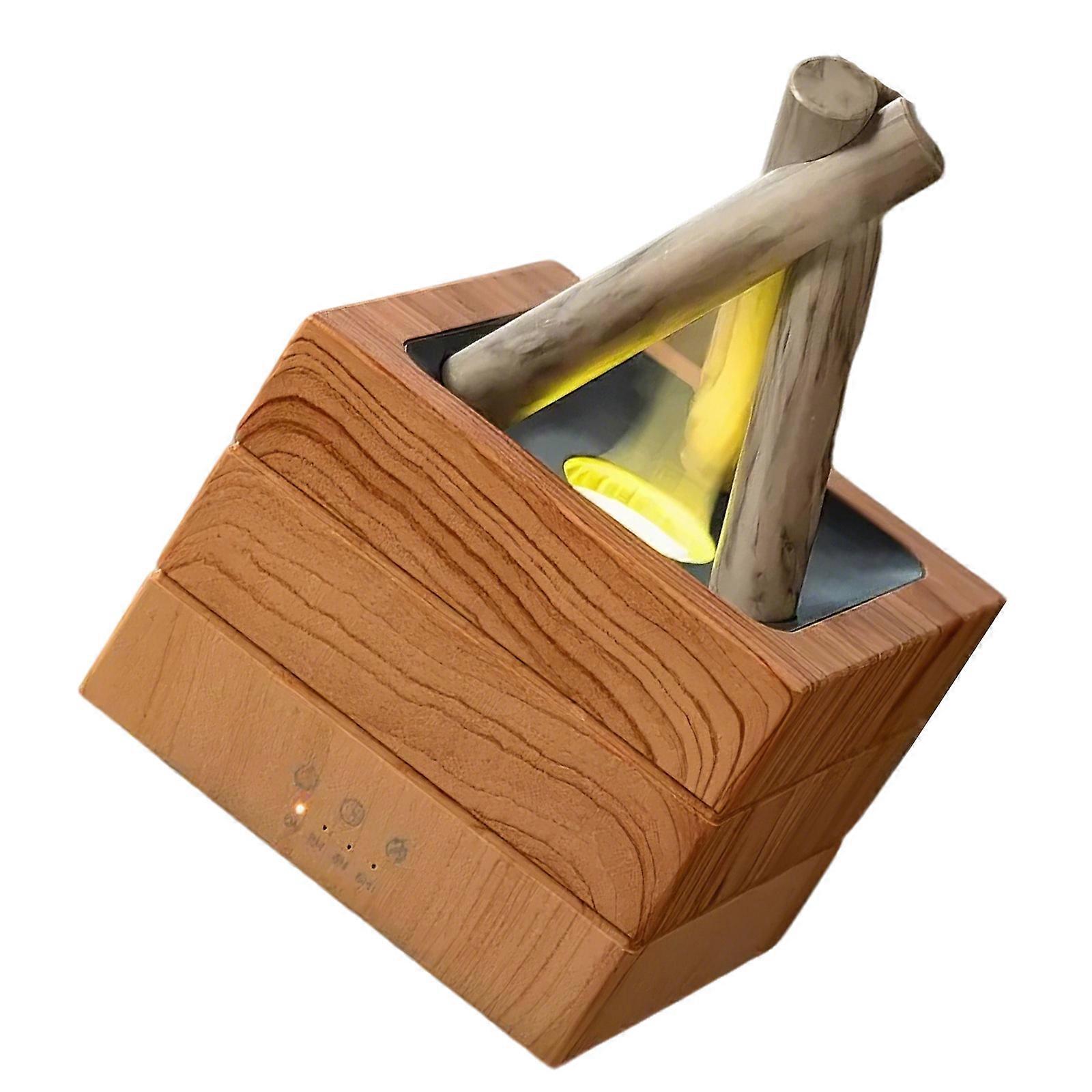 Simulated Flame Essential Oil Diffuser with 7 Color Light Flame Aromatic Diffuser Aromatic Diffuser for Home Bedroom  Wood grain