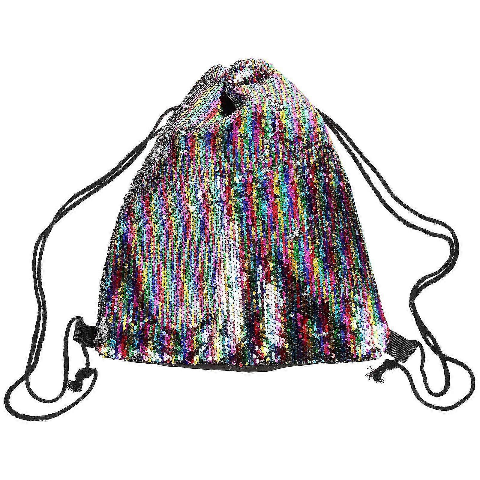 Drawstring Backpack Drawstring Shoulder Bag Gym Drawstring Pouch Sequin Swim Bag