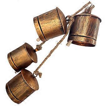 Dark Brown Metal Cow Bells for Pets 1 String Iron Hanging Bells