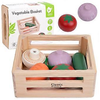 CLASSIC WORLD Speelgoedvoedsel: Houten groenten in een mandje, 6 stuks