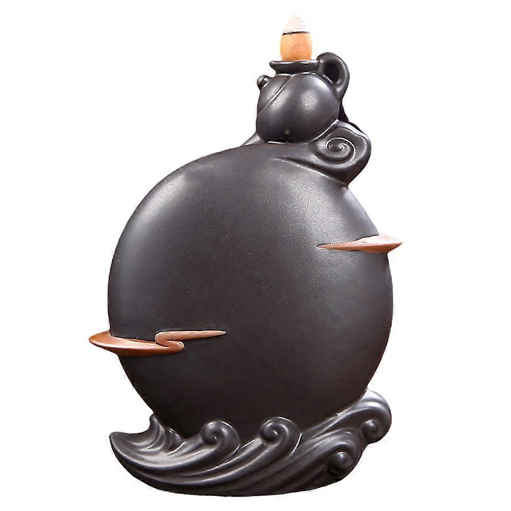 Ceramic Incense Burner Backflow Function Black Therapy Censer