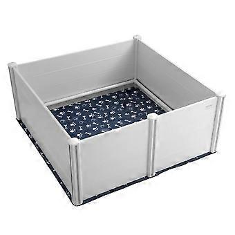 Scatola per parto per cani, 59,8 x 59,8 x 24,0 pollici Scatola per il parto con binari e tappetino per pipì lavabile, Penna per parto, Scatola per parto per cani di taglia grande, bianco