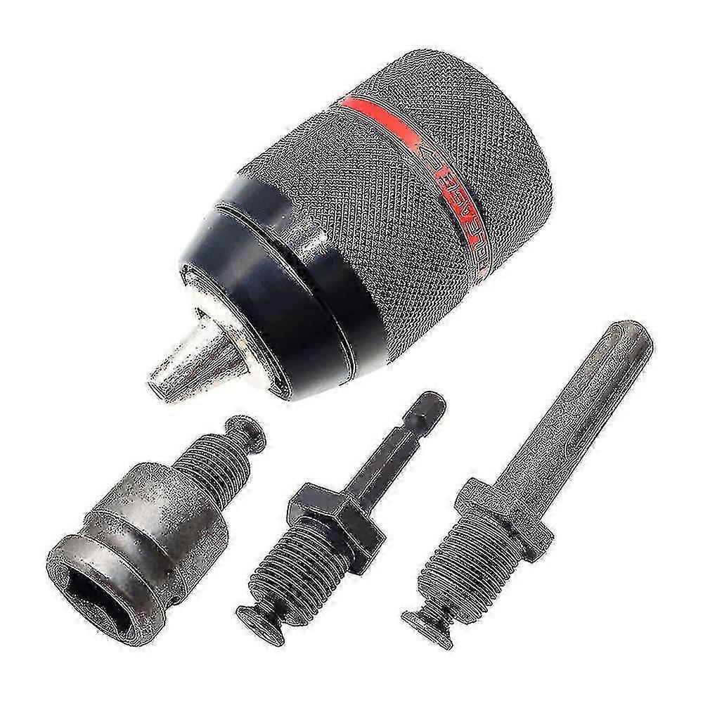 Drill chuck conversion kit, 1/2 inch, including various connectors suitable for multiple tools