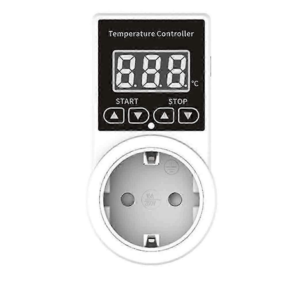 1pc Standard Two Round Hole Temperature Controller Socket with High-Precision Digital Display Temperature EU Plug