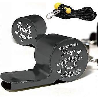 Emergency Whistle Lanyard Black Stainless Steel High Decibel Whistle for Thank You Referee Gifts for Outdoor Sport 2x0.7x0.8in