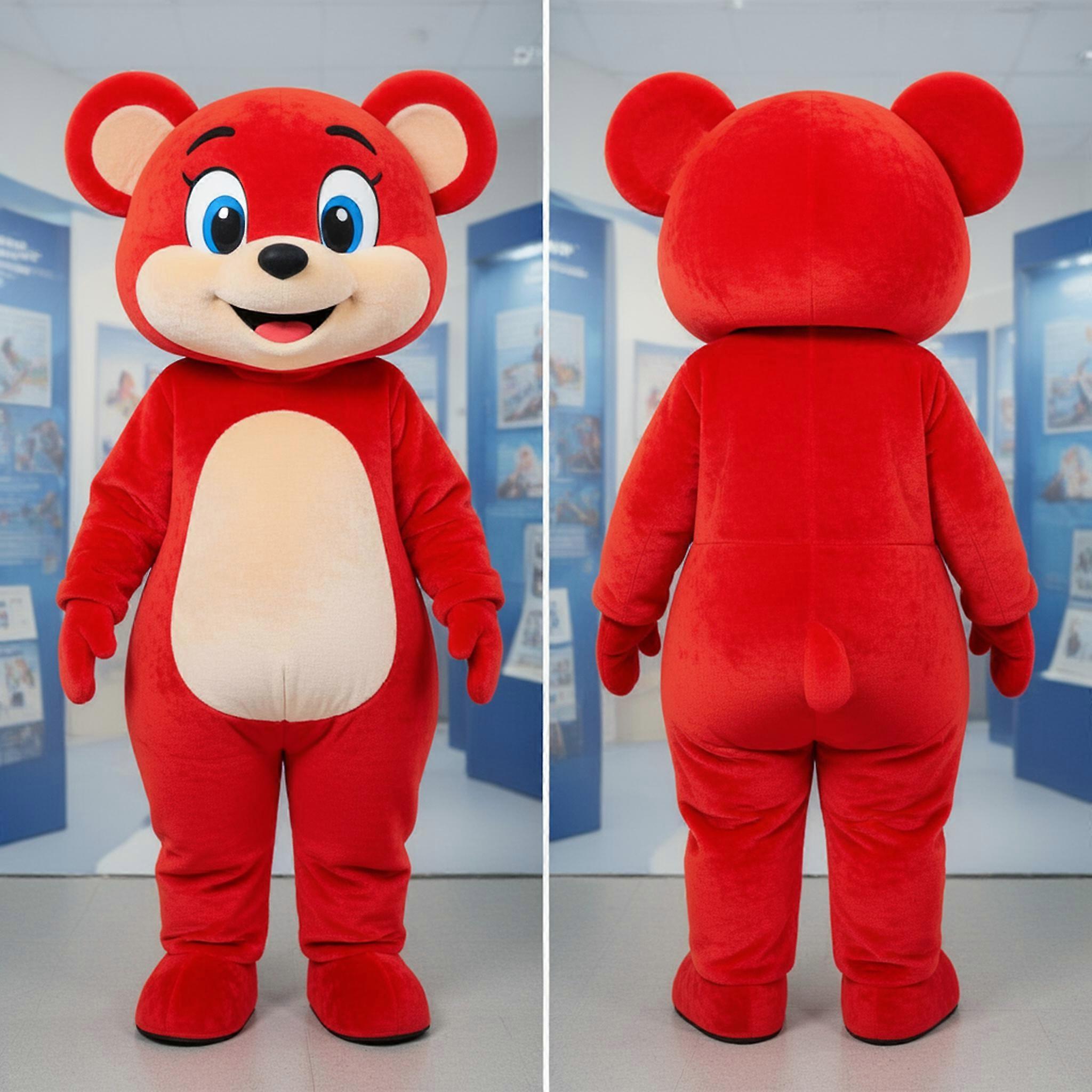MASTICOT Vibrant Red Dynamic Superhero Mascot