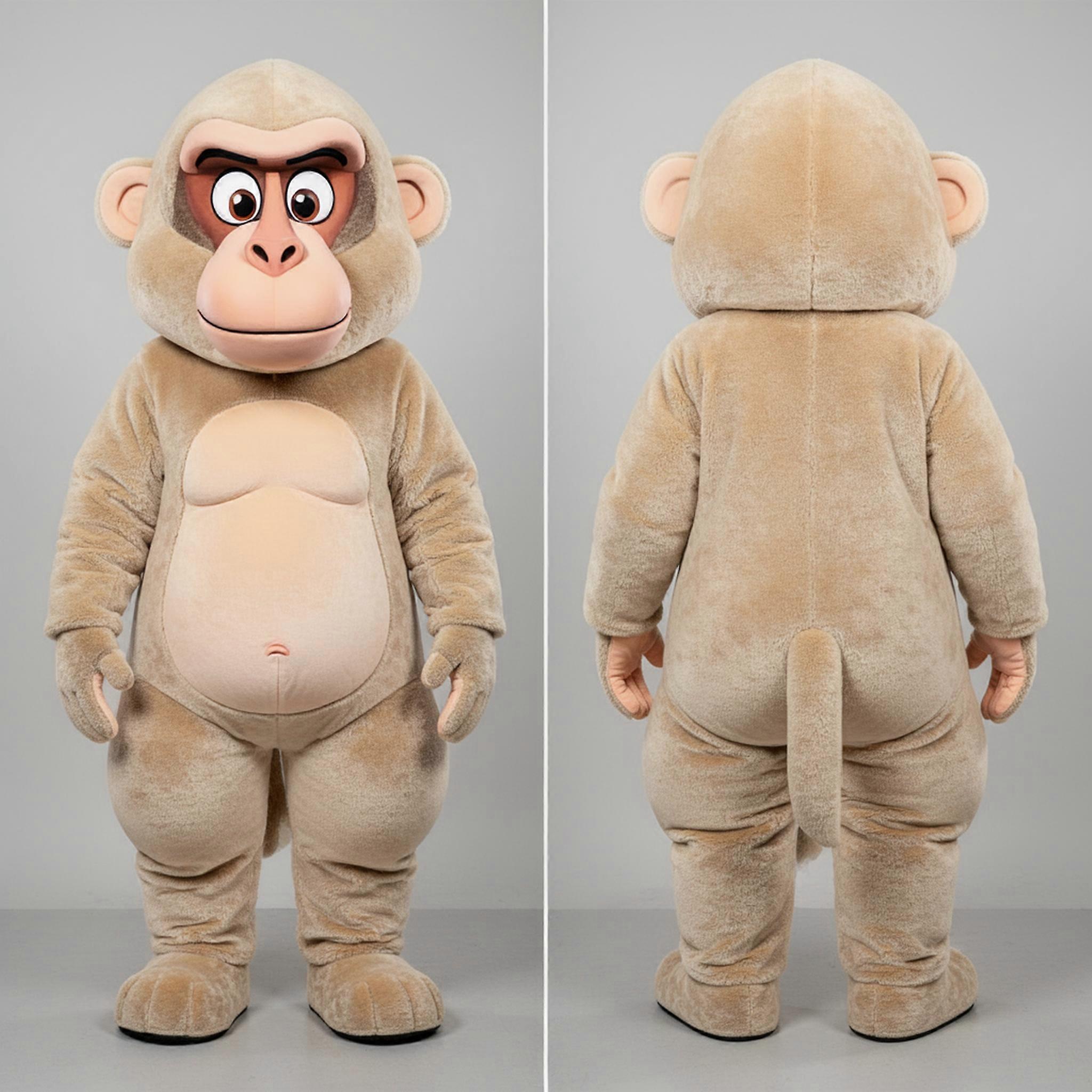 MASTICOT Beige Velvety Baboon Mascot