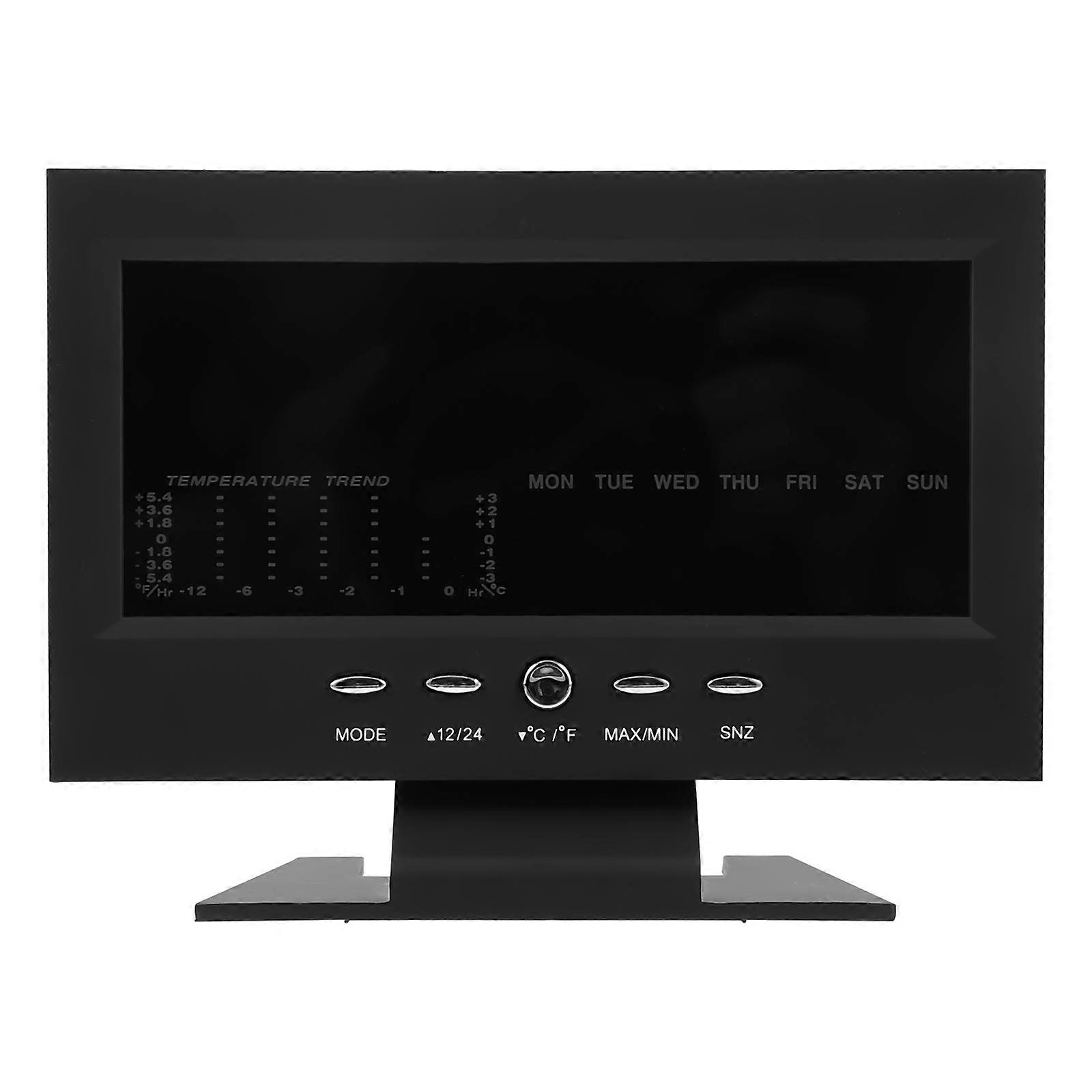 Color Screen Calendar Alarm Clock with Voice Control Function 1Set Black