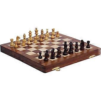 Reiseschachset aus Holz mit magnetischen Staunton-Figuren und klappbarem Brett – Klassisch – Standard