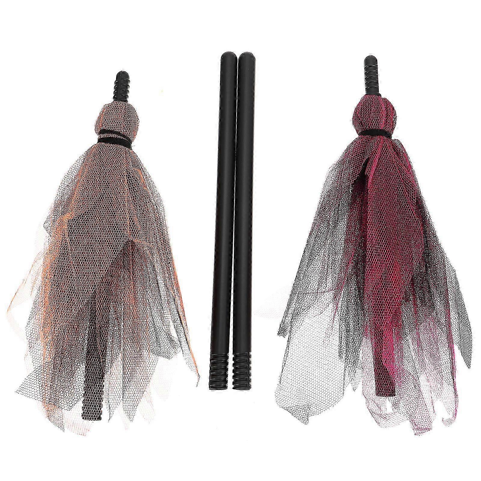 Witch Broom 2Pcs for Halloween Decor Masquerade Party Performance Props