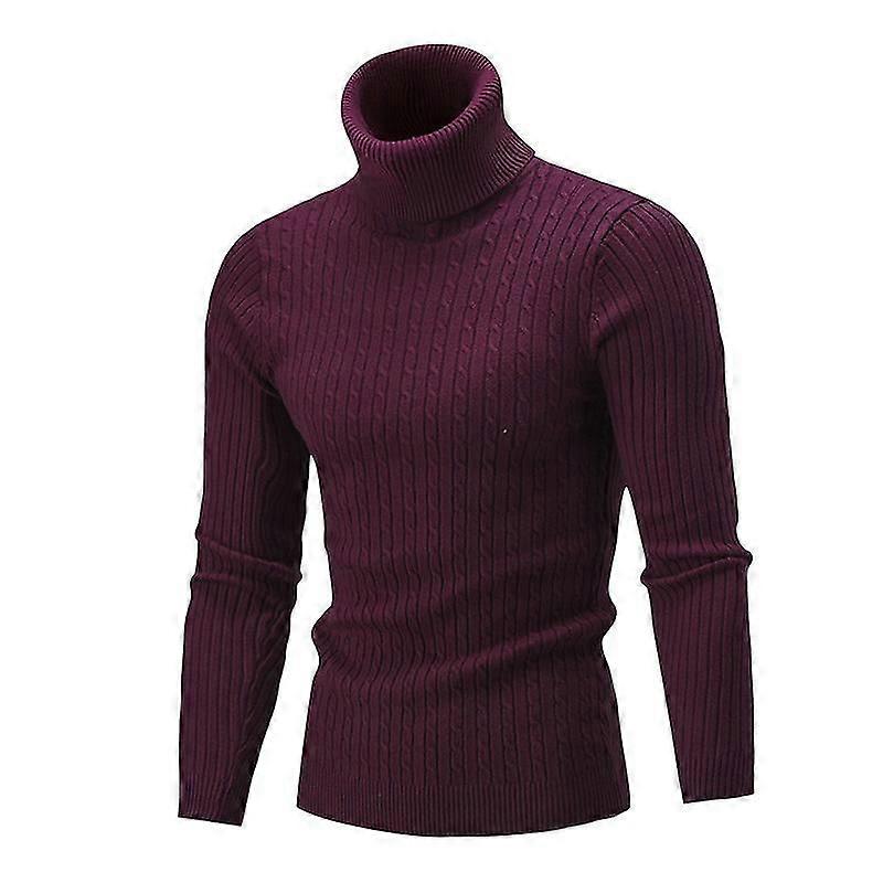 Mens Winter Warm Knitted Turtle Neck Sweater