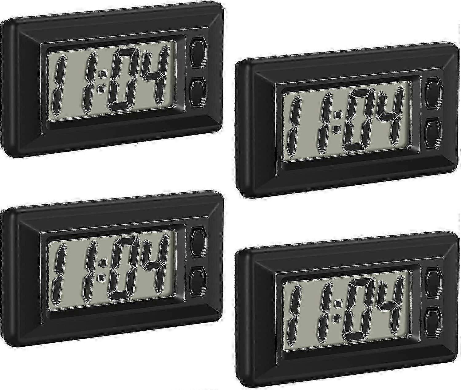 4 Pieces Electronic Clock With Adhesive Pad Lcd Digital Car Clock Table Car A SD