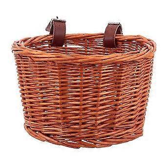 Rattan Front Handlebar Basket Compact