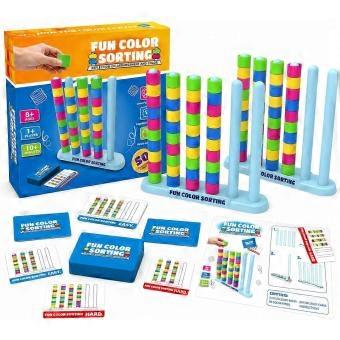Color Stake Challenge Game–Fast Pattern Color Sorting & Stacking Toys,Fun Family Board Game For Kids & Adults,Includes 2 Stack Racks_yzae
