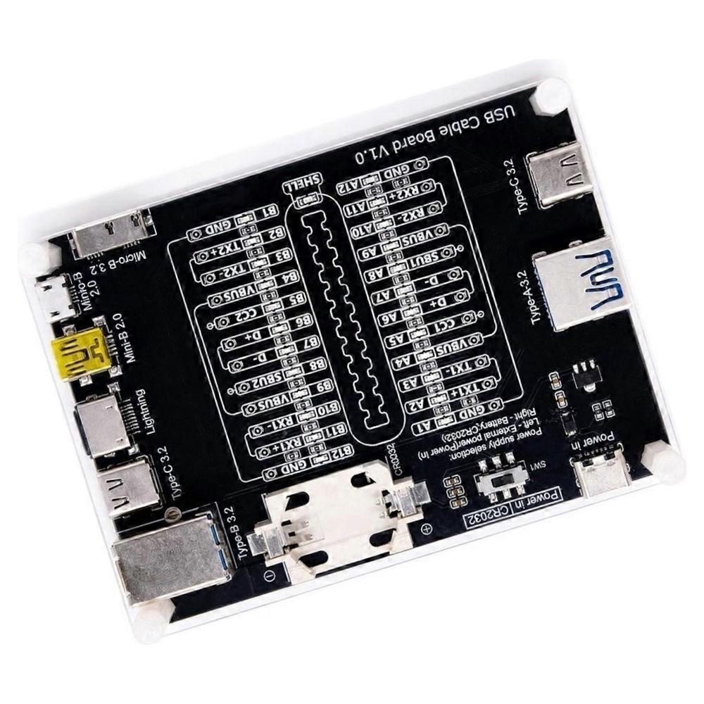 USB Cable Tester Board Data Cable Checker with LED Indicator for Charging TYPE-C Micro-B Type A Type B Data Cable Test