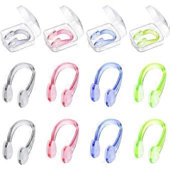 12-piece swimming nose clip set, waterproof silicone nose plugs, non-slip protective cover, boxed, suitable for children, teenagers and adult swimmers