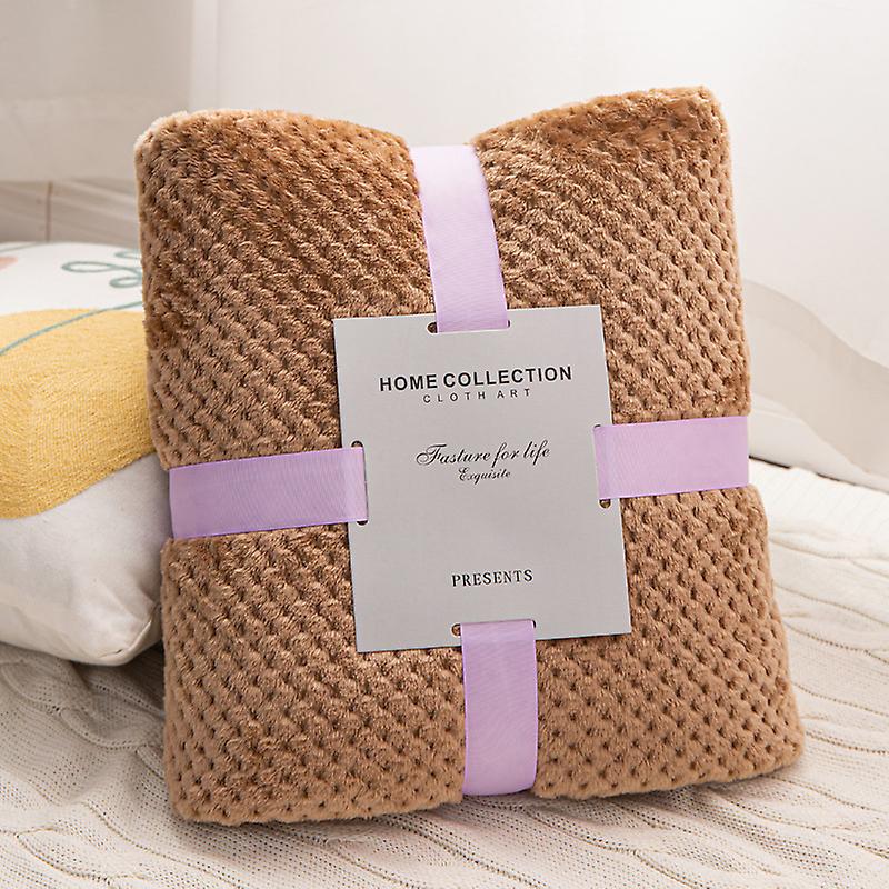 Solid Colour Pineapple Fleece Coral Fleece Air Conditioning Blanket Napping Blanket Style01