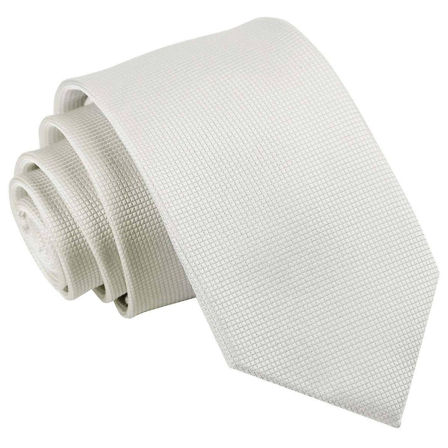 White Solid Check Slim Tie