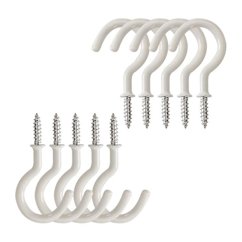 Screw Hooks Ceiling Screw White Vinyl Hook Wall Hook for Mugs Household Items