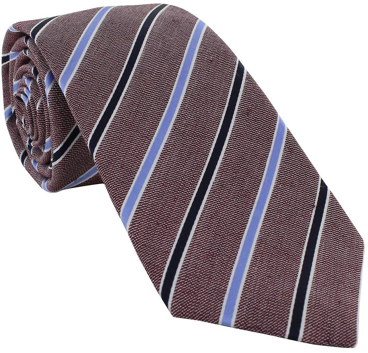 Michelsons of London Classic Double Stripe Silk Tie - Wine