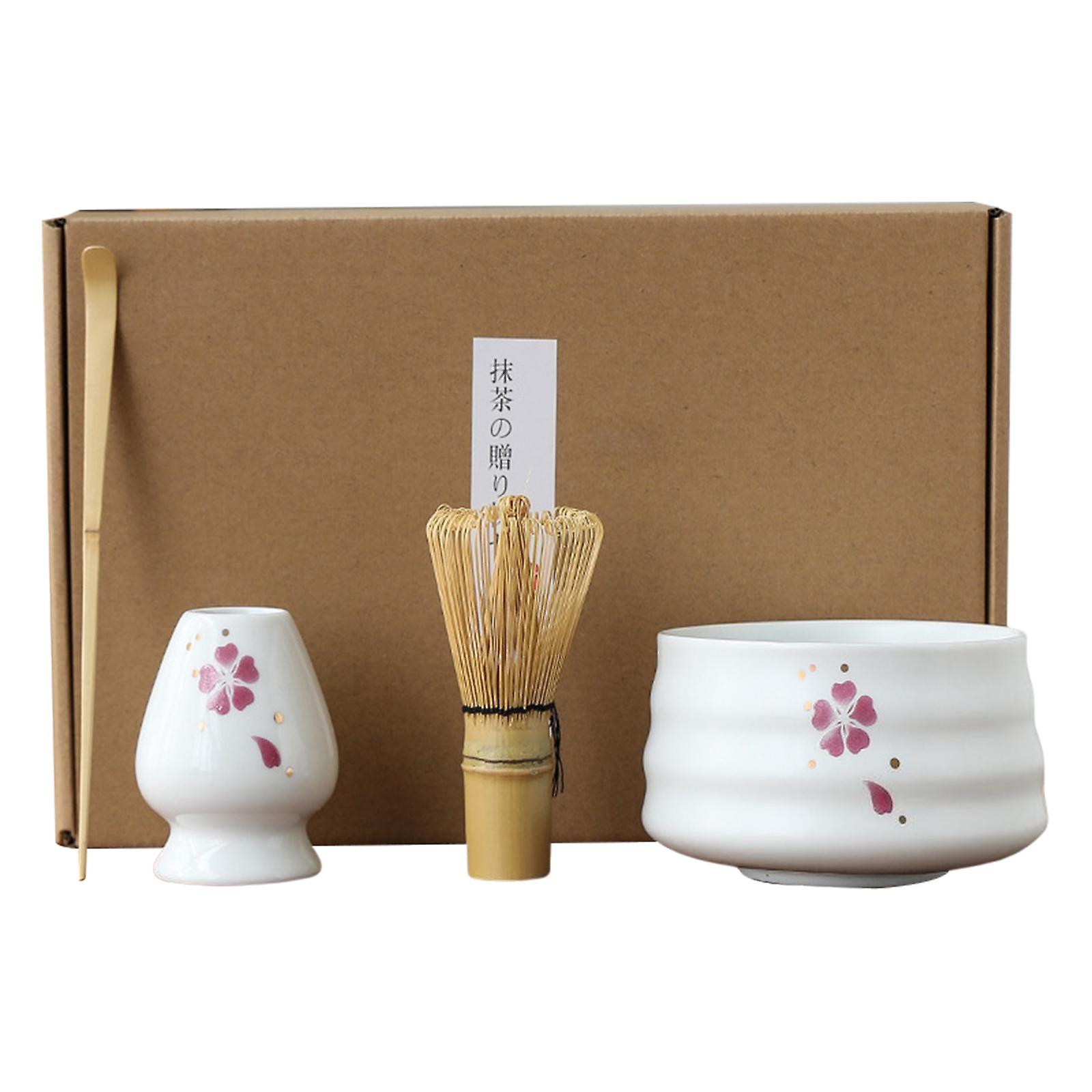 4 in 1 japanilainen matcha-teesetti keittiövälineisiin ja laitteisiin Teehuone punainen 4-lehtinen apila