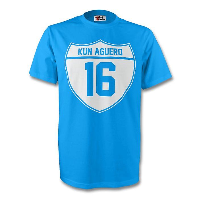Sergio Aguero Man City Crest Tee (sky Blue)