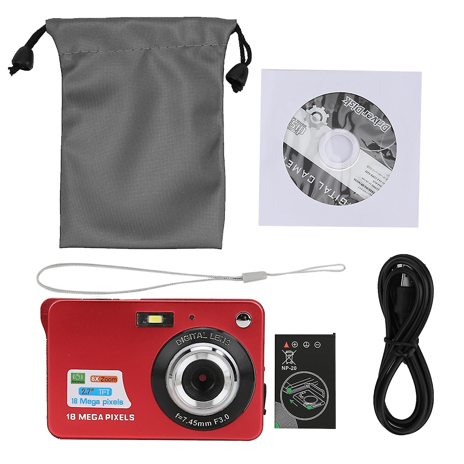 8X Zoom Card Digital Camera 5 Mp 2.7in Lcd Display Maximum Support 32gb Memory Card Builtin Microphone(rouge )