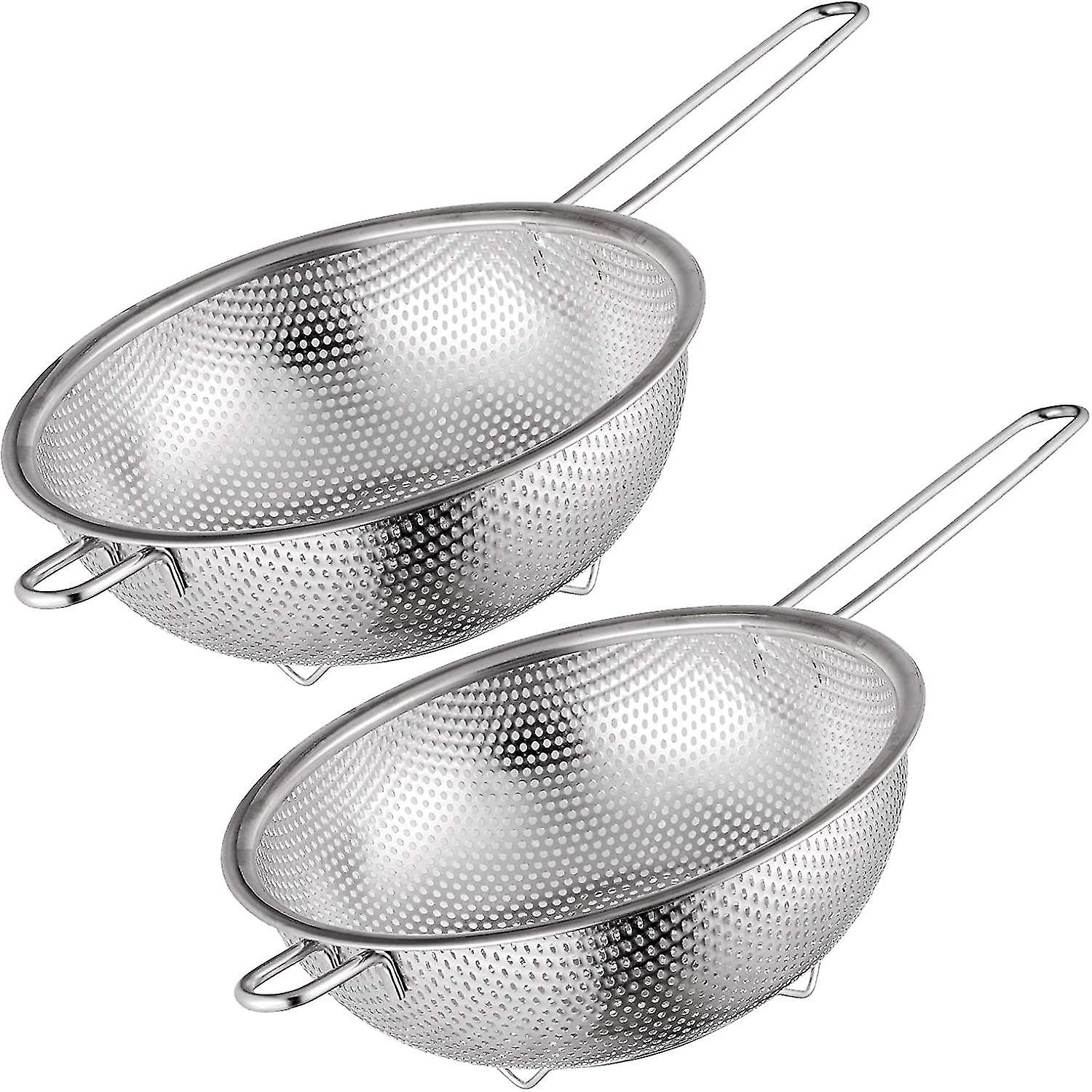 2 Pcs  Gift Micro-perforated Colander Stainless Steel With Handle And
