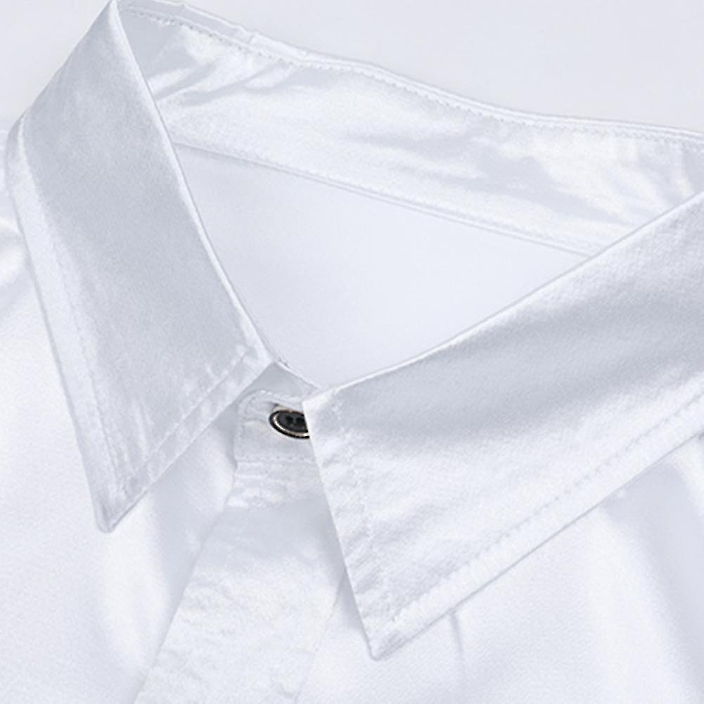 رجالي عارضة أزياء لامعة طويلة الأكمام سليم تناسب قميص رسمي