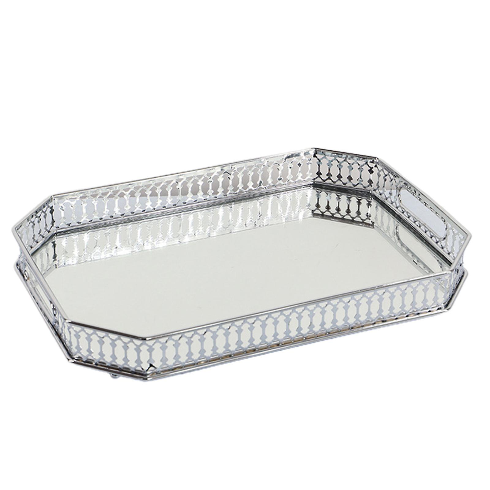 Rectangular Silver Mirror Table Centrepiece Serving Tray Decorative Plate