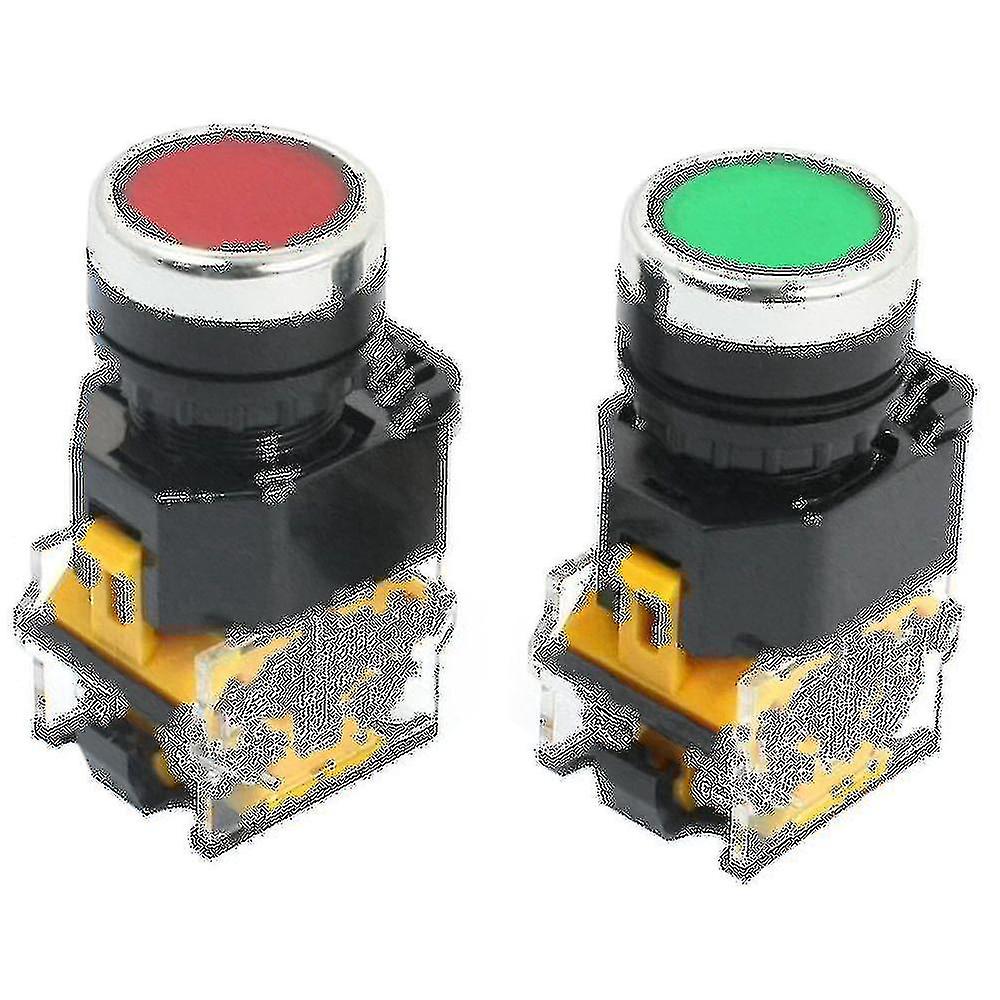 2pcs 22mm Mount 10a 380v Dpst Red Green Momentary Push Button Switch
