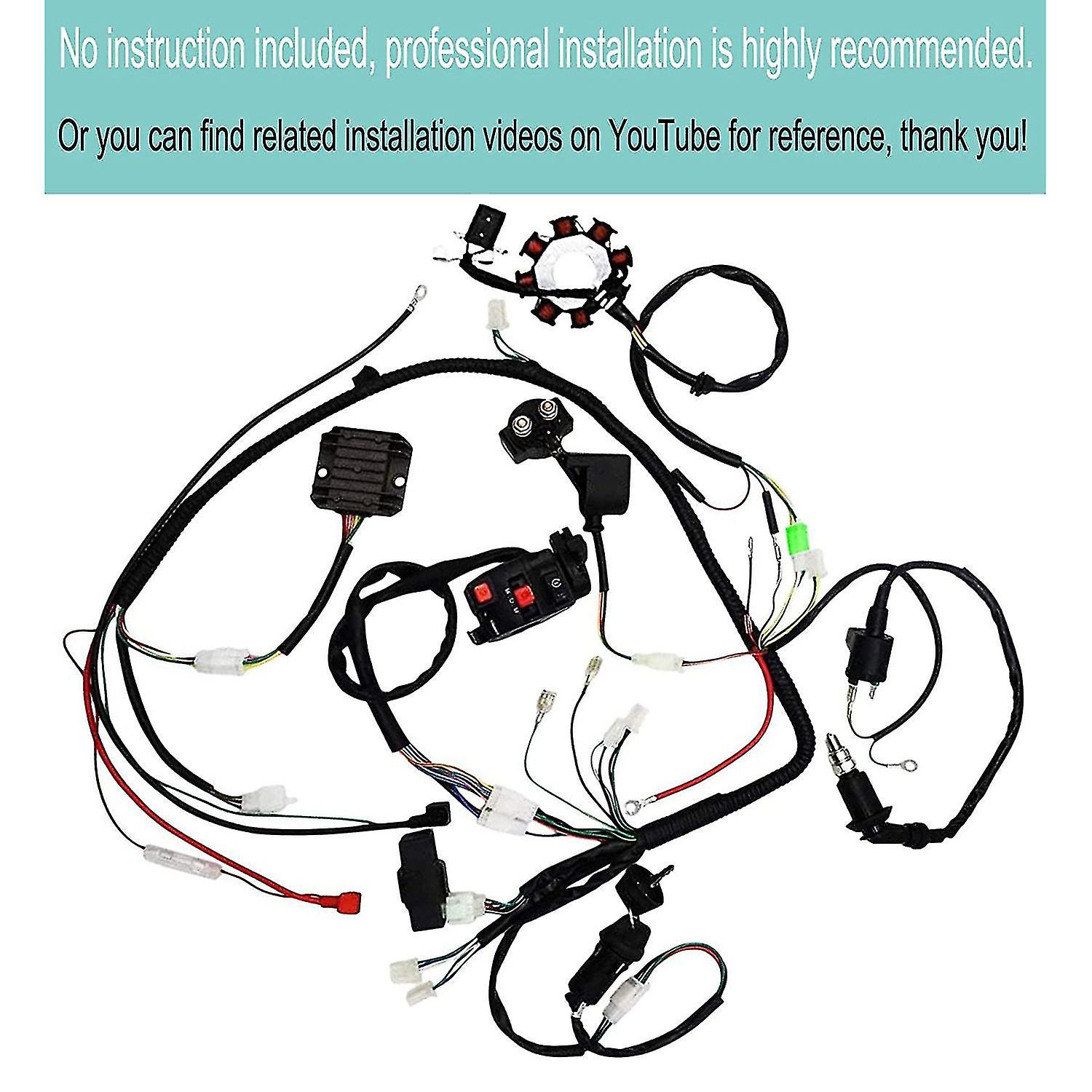 PW50 Complete Wire Wiring Harness Loom Kit – Includes Ignition Switch, CDI Unit, Magneto Stator Assembly