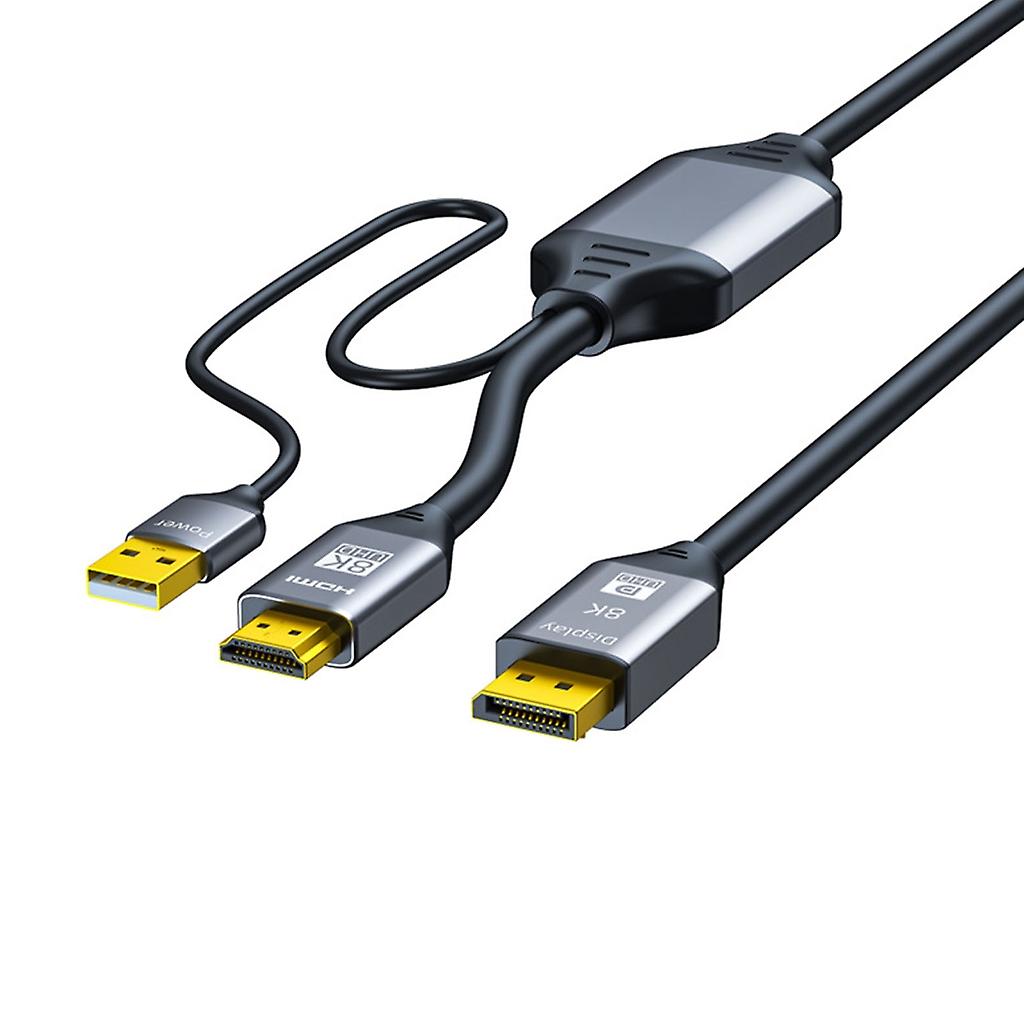 High Quality HDMI-compatible 2.1 to DP1.4 Adapter Cable - USB Powered HDMI2.1